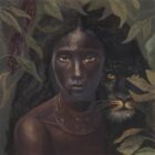 Visionary painting “Spirit of the Wild” by Vera Atlantia – woman and panther embodying primal intuition and connection to nature.